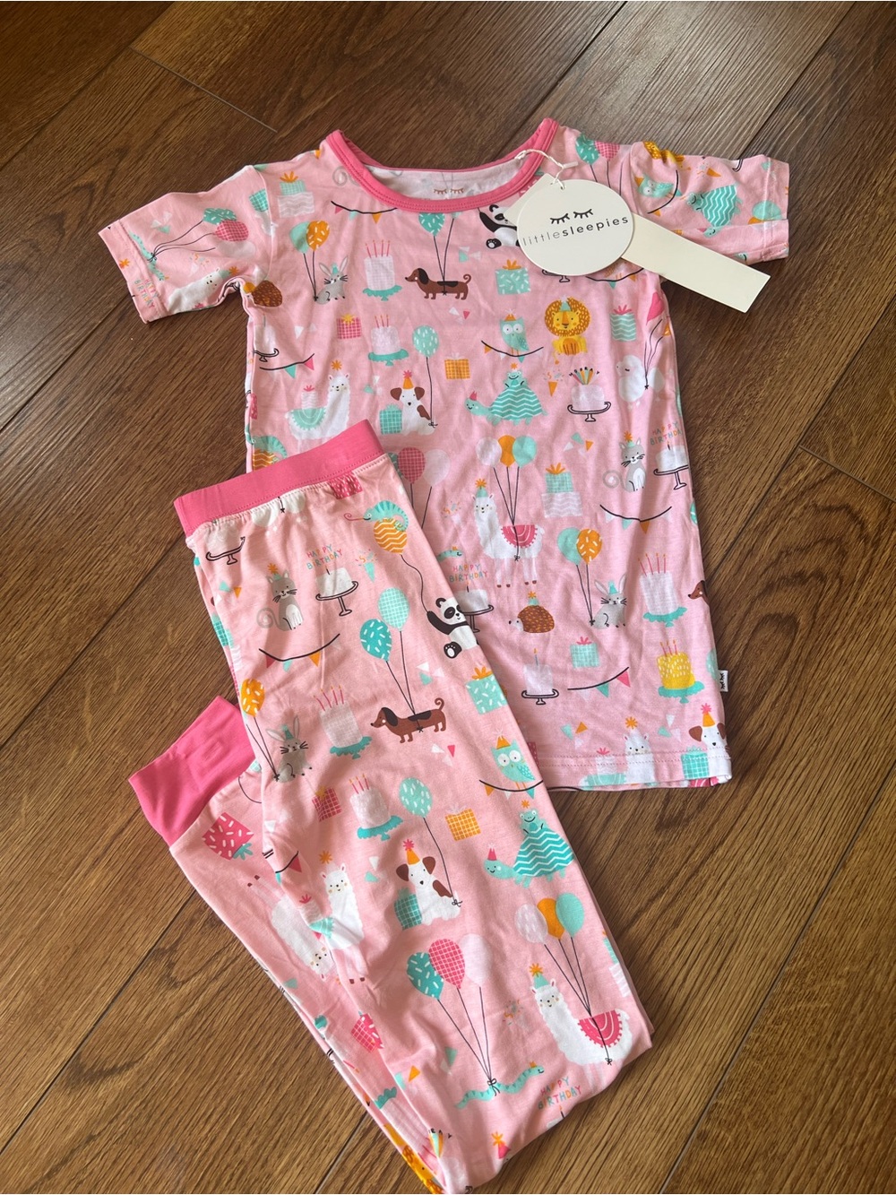 Little Sleepies Pink Animal Balloon Pajama Set